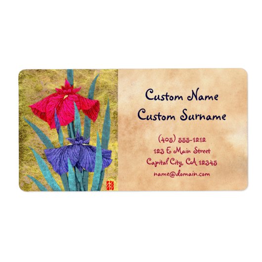 Irisse abstracte bloemen schilderen iriskunst etiket (Voorkant)