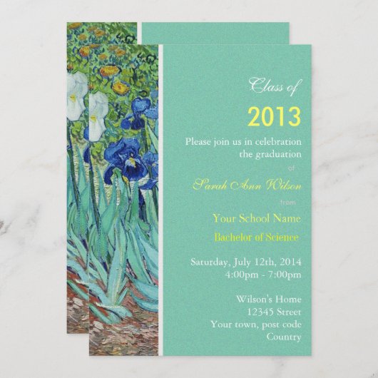  Irisse tuinbloemen afgestudeerden Kaart (Voorkant / Achterkant)