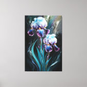 *~* Irissen Blauwe Bloem Artsy Iris Schilderen AP8 Canvas Afdruk (Voorkant)
