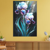 *~* Irissen Blauwe Bloem Artsy Iris Schilderen AP8 Canvas Afdruk (Insitu (Woonkamer))