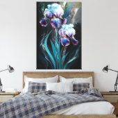*~* Irissen Blauwe Bloem Artsy Iris Schilderen AP8 Canvas Afdruk (Insitu (Slaapkamer))