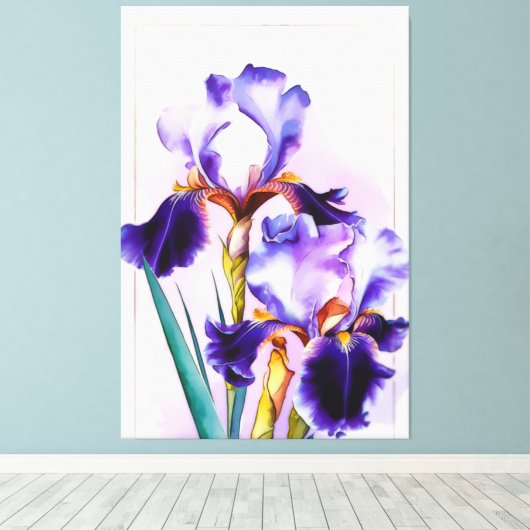 *~* Irissen Bloemen Artsy Schilderen AP84 Iris Canvas Afdruk (Insitu (Houten vloer))