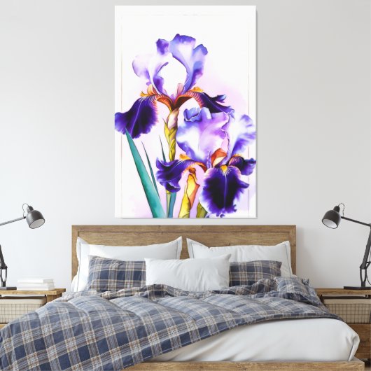 *~* Irissen Bloemen Artsy Schilderen AP84 Iris Canvas Afdruk (Insitu (Slaapkamer))