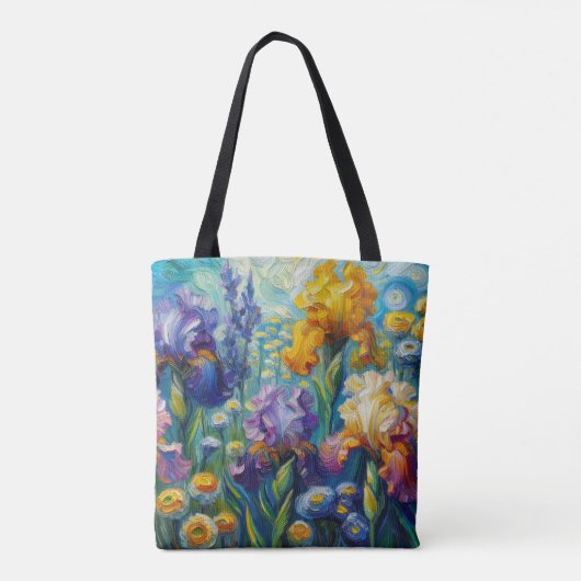 Irissen Canvas tas weelderige olieverfstijl (Achterkant)