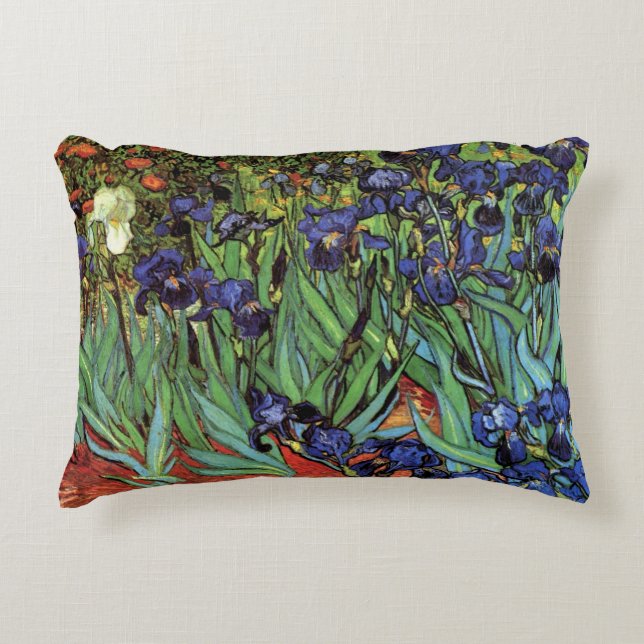 Irissen door Vincent van Gogh, Vintage Tuinkunst Decoratief Kussen (Voorkant)