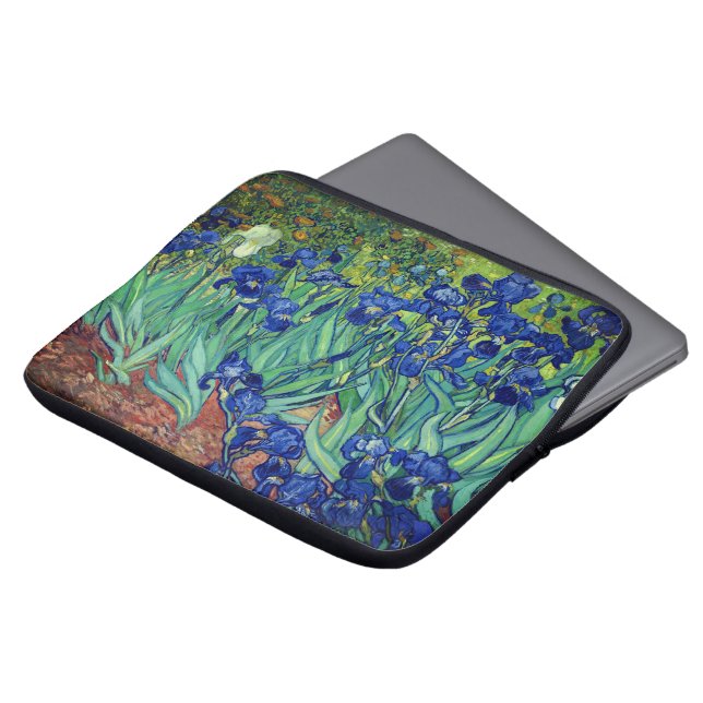 Irissen Elegantie: Van Gogh-geïnspireerd Laptop Sleeve (Voorkant top)