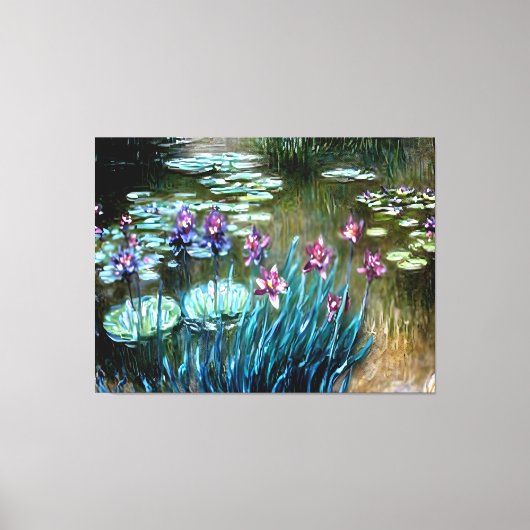 Irissen en waterlelies in de tuin van Giverny Canvas Afdruk (Voorkant)