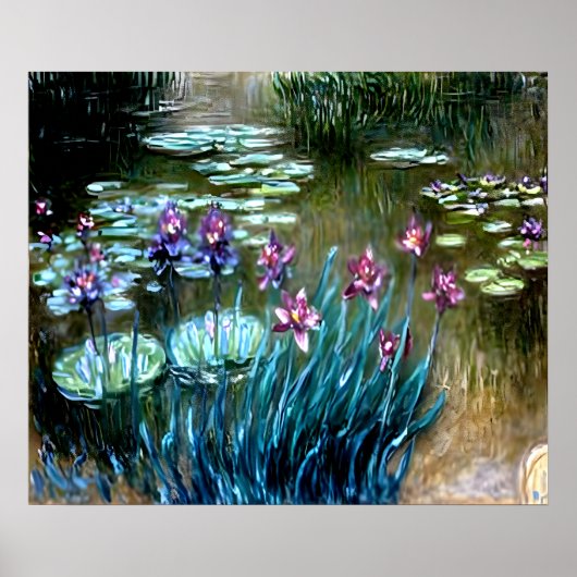 Irissen en waterlelies in de tuin van Giverny Poster (Voorkant)