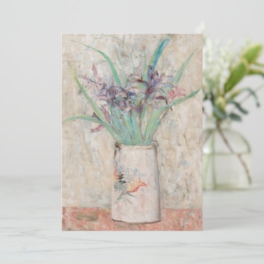 Irissen in een witte bloemenvaas | Tadeusz Makowsk (Staand voorkant)