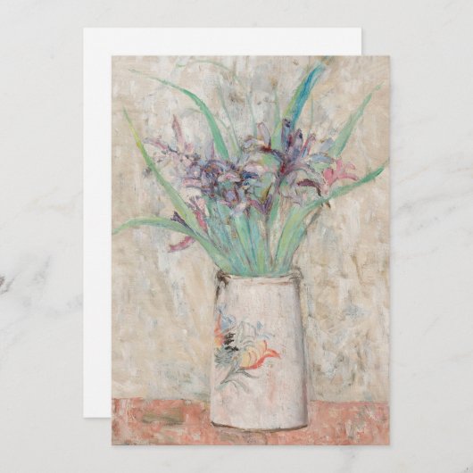 Irissen in een witte bloemenvaas | Tadeusz Makowsk (Voorkant / Achterkant)
