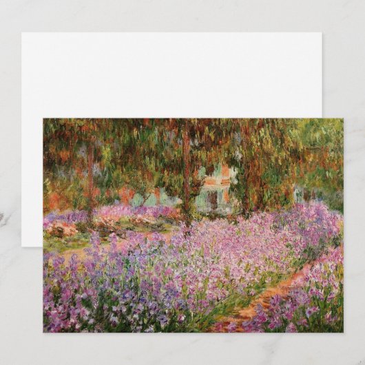 Irissen in het Wenskaart van Monet's Garden Feestdagenkaart (Voorkant / Achterkant)
