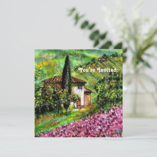 IRISSEN IN TUSCANIË, Groen Paars Bloemveld Kaart (Staand voorkant)