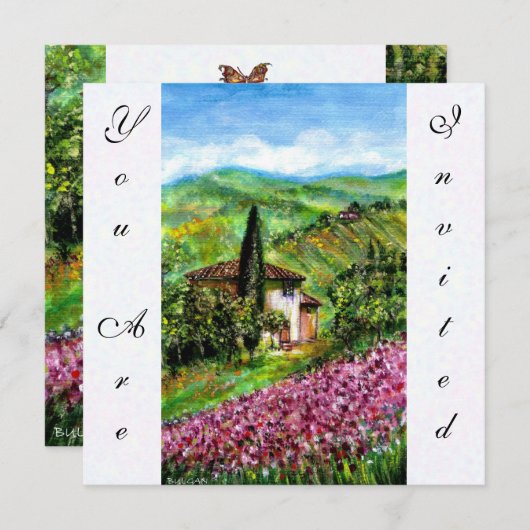 IRISSEN IN TUSCANJE, Groen Paars Bloemveld Kaart (Voorkant / Achterkant)