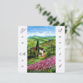 IRISSEN IN TUSCANJE, Groen Paars Bloemveld Kaart (Staand voorkant)