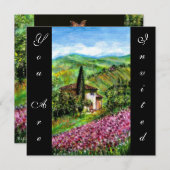 IRISSEN IN TUSCANJE,Groen Paars Bloemveld,Zwart Kaart (Voorkant / Achterkant)