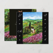 IRISSEN IN TUSCANJE,Groen Paarse Bloem Veld,Zwart Kaart (Voorkant / Achterkant)