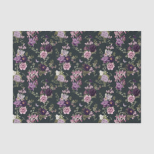 Irissen, orchideeën, Rozen in Paarse decoupage Tissuepapier