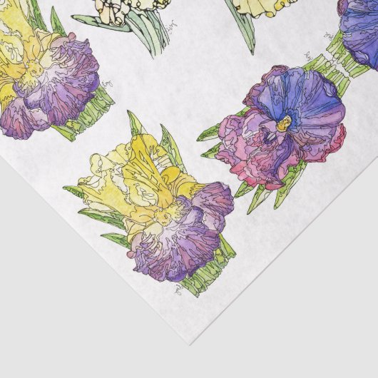 Irissen Paarse Geel - Decoupage Tissue Paper Tissuepapier (Detail)