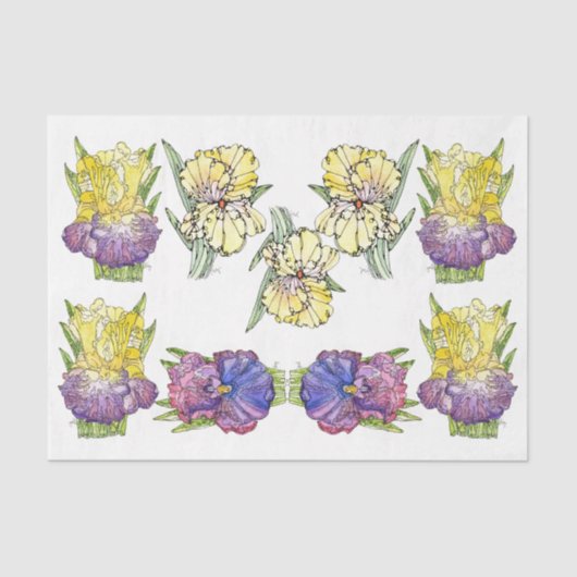 Irissen Paarse Geel - Decoupage Tissue Paper Tissuepapier (Voorkant)