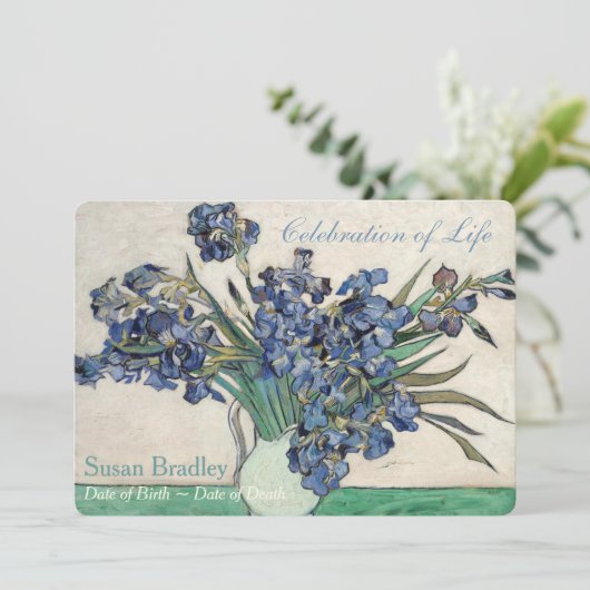 Irissen Van Gogh Feest Uitvaart Aankondiging (Staand voorkant)