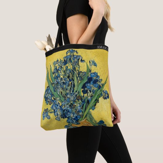 Irissen van Van Gogh – Aangepaste tekst Tote Bag (Dichtbij)