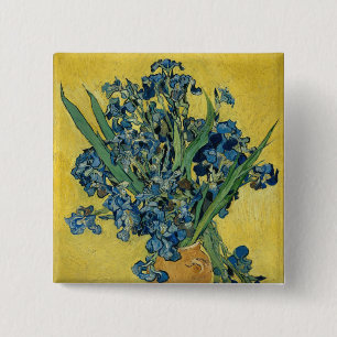 Irissen - Vincent van Gogh Fine Art Vierkante Button 5,1 Cm