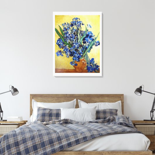 Iristen op gele achtergrond. Vincent van Gogh Canvas Afdruk (Insitu (Slaapkamer))