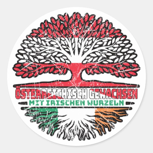 Irland Irisch Österreichisch Österreich Baum Ronde Sticker (Voorkant)