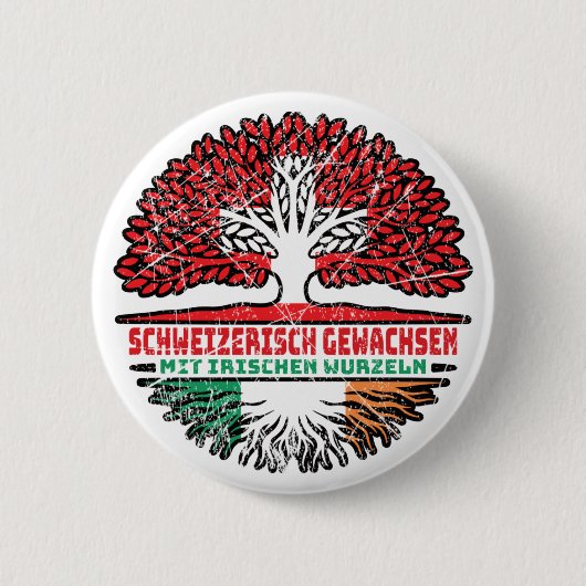 Irland Irisch Schweiz Baum Wurzel und Schweizer Sc Ronde Button 5,7 Cm (Voorkant)