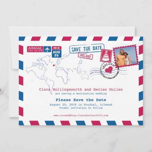 Irleand Airmail | Datum opslaan Save The Date (Voorkant)