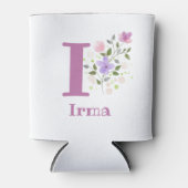Irma Naam met een bloemontwerp Blikjeskoeler (Voorkant)