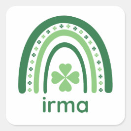 irma Name Clover Boho Rainbow Vierkante Sticker