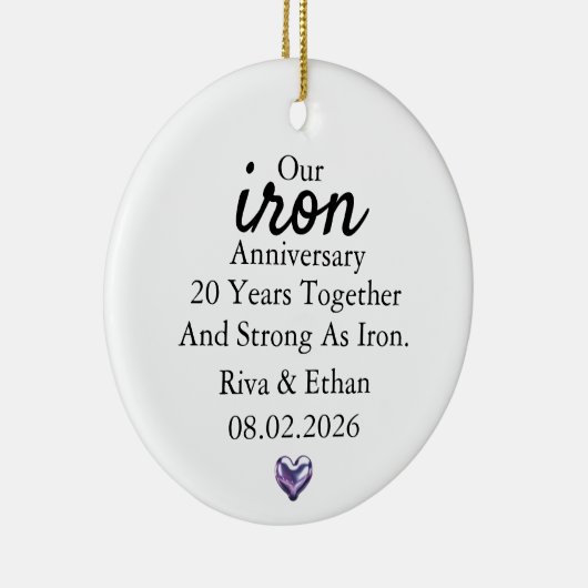 Iron Anniversary Ornament, Iron 20th Anniversary Keramisch Ornament (Rechts)