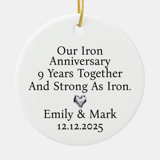Iron Anniversary Ornament, Iron 9th Anniversary Keramisch Ornament (Voorkant)