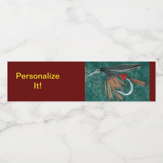 "Iron Blue Dun" natvliegende vliegende vliegkunst Waterfles Etiket (Enkel label)