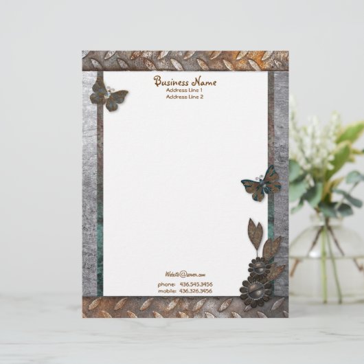 Iron Butterfly Garden Letterhead Gepersonaliseerd Briefhoofd (Staand voorkant)
