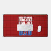 Iron Clad Real Life Superheld Pap en Red Plaid Bureaumat (Keyboard & Muis)