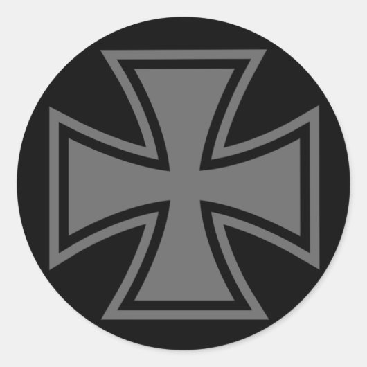 Iron Cross grijs zwart Ronde Sticker (Voorkant)
