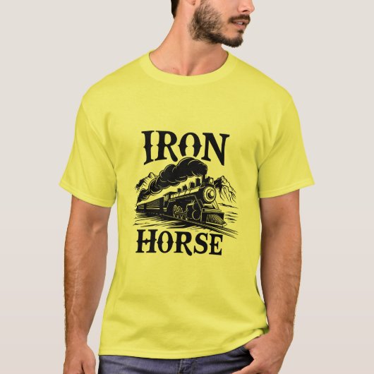 Iron Horse" Modern Western locomotief T-shirt (Voorkant)