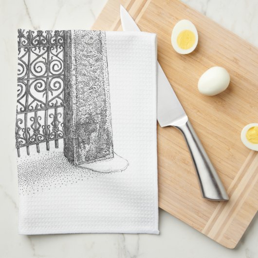 Iron Lion Gate Dish Towel Theedoek (Quarter Fold)