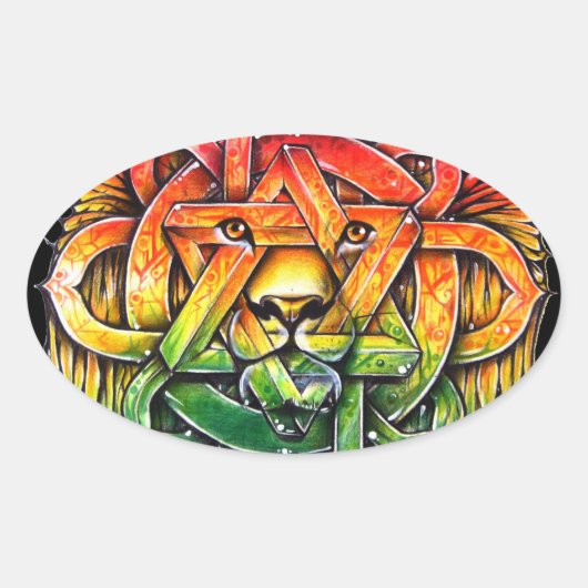 Iron Lion Zion - M1 Ovale Sticker (Voorkant)