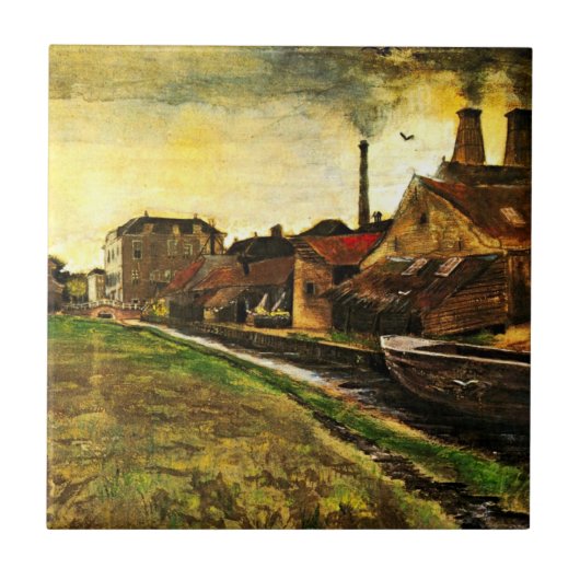 Iron Mill in Den Haag door Vincent van Gogh Tegeltje (Voorkant)
