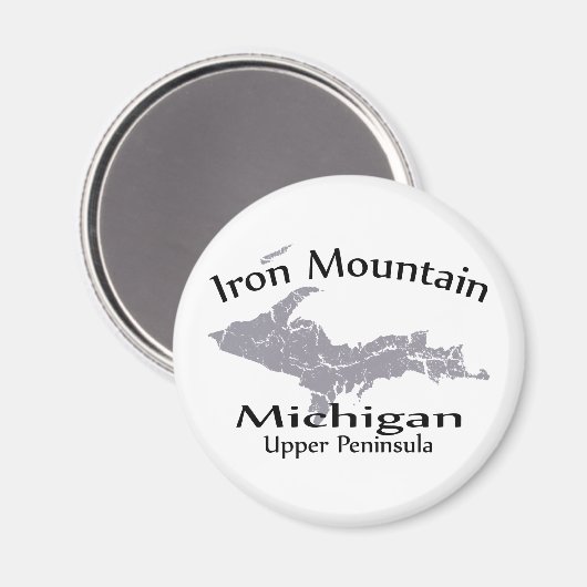 Iron Mountain Michigan Map Design Magnet (Voorkant / Achterkant)