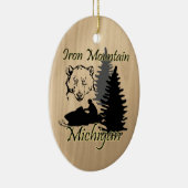 Iron Mountain Michigan Snowmobile Beer Keramisch Ornament (Rechts)