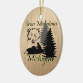 Iron Mountain Michigan Snowmobile Beer Keramisch Ornament (Links)