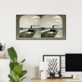 Iron Ore Boat die de soo verlaat -  stereobeeld Poster (Thuiskantoor)