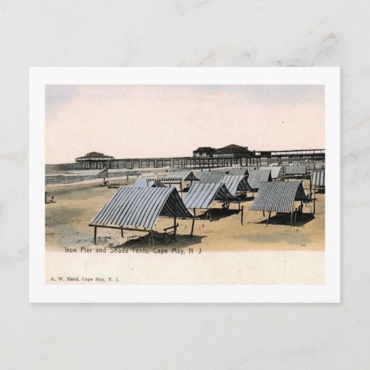 Iron Pier & Tents, Cape May, Vintage van New Jerse Briefkaart (Voorkant)
