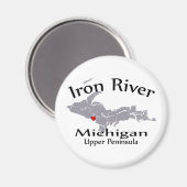 Iron River Michigan Heart Map Design Magnet (Voorkant / Achterkant)