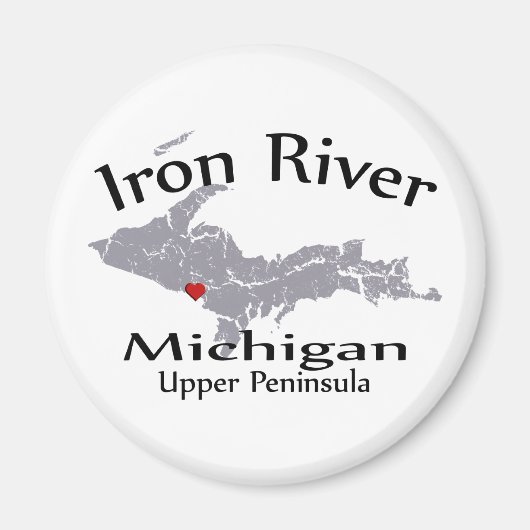 Iron River Michigan Heart Map Design Magnet (Voorkant)