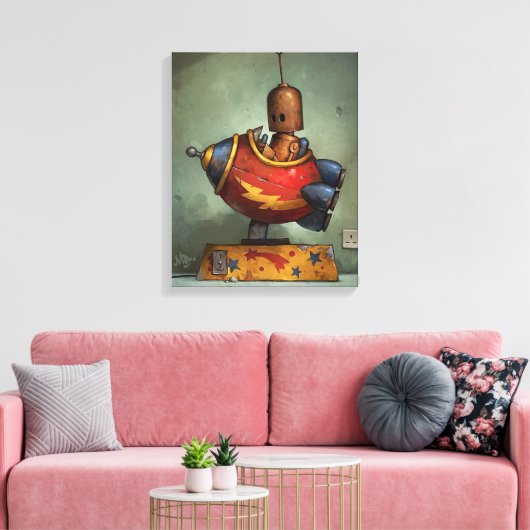 Iron robot stretched canvas Print (Insitu (Woonkamer))